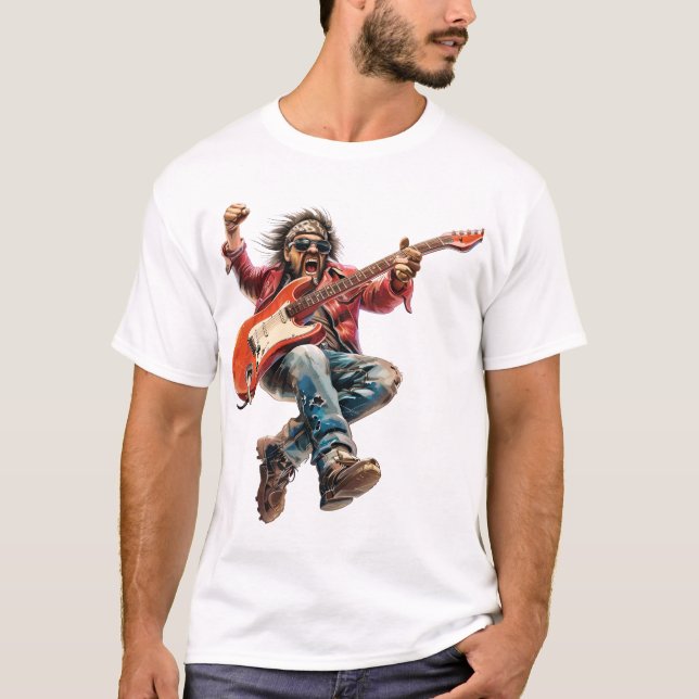 Electric Rockstar Guitarist T-Shirt (Front)