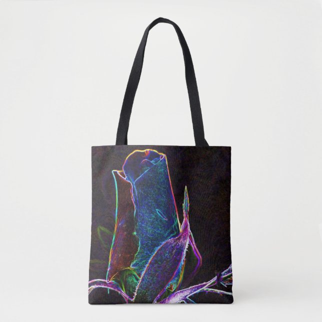Electric Rosebud Abstract Flower Art  Tote Bag (Front)