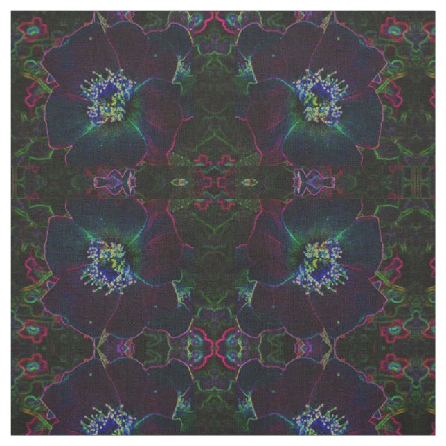 Electric Roses Abstract Fabric (Swatch)