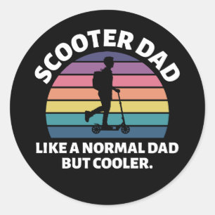 Electric Scooter Driver Motorised E-Scooter Dad Classic Round Sticker