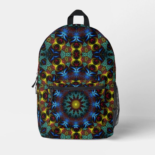 Electric Shaman Blue Mandala Lace Printed Backpack (Front)