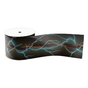 Electric Shock Frayed Wires Industrial Grunge Wide Grosgrain Ribbon