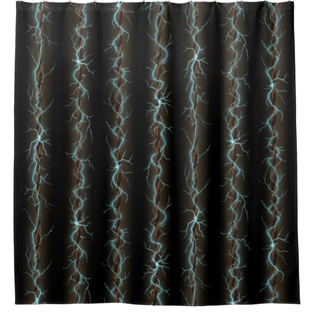 Electric Shock Frayed Wiring Industrial Grunge Shower Curtain (Front)