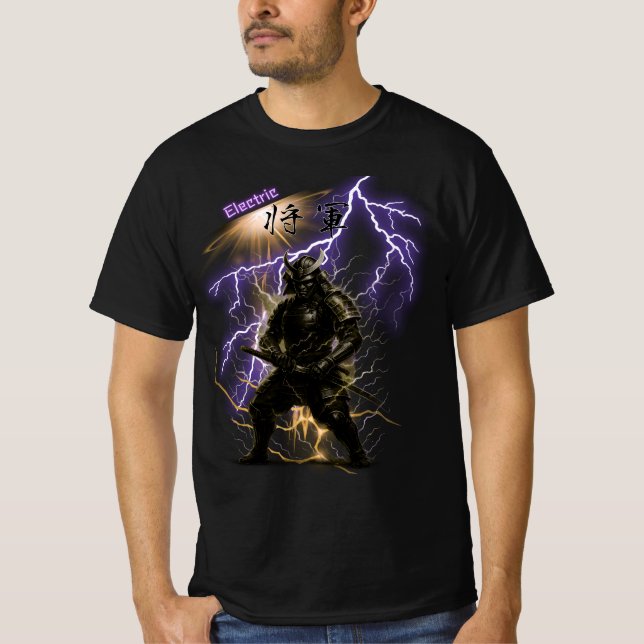 Electric Shogun – Golden Voltage Samurai T-Shirt (Front)