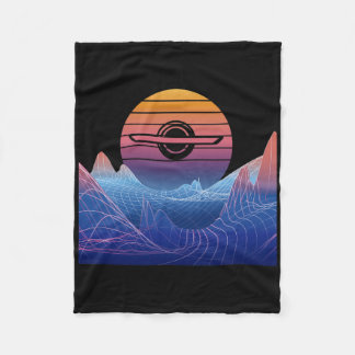 Electric Skateboard Vaporwave Retro Sunset Landsca Fleece Blanket