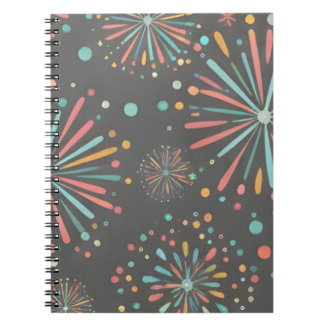 Electric Skies: A Vibrant Fireworks Pattern Notebook (Front)