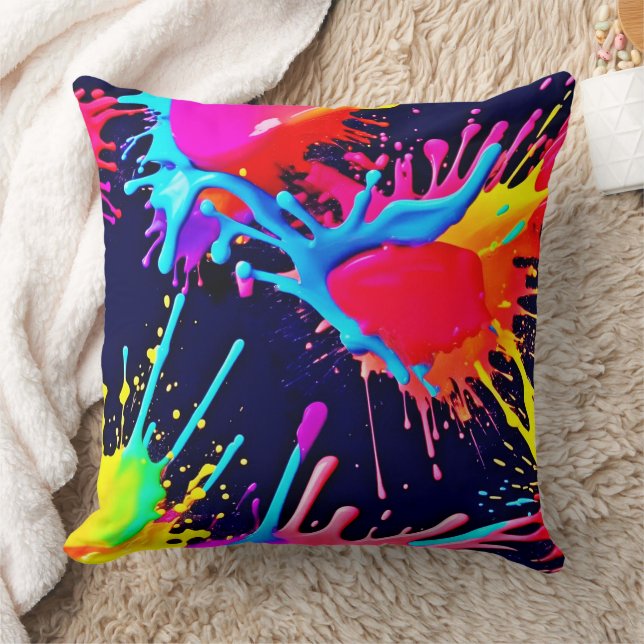 Electric Splashes of Vivid Colours Cushion (Blanket)