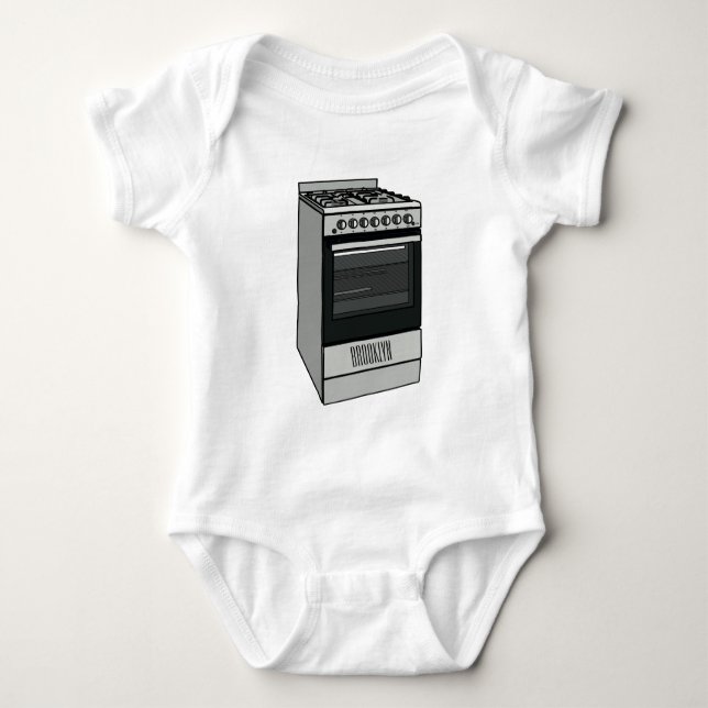 Electric stove cartoon illustration baby bodysuit (Front)