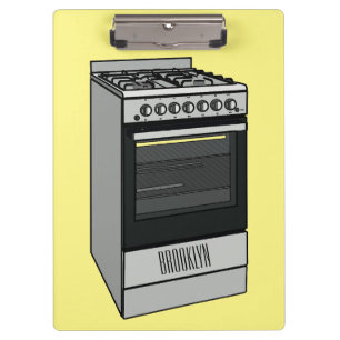 Electric stove cartoon illustration clipboard