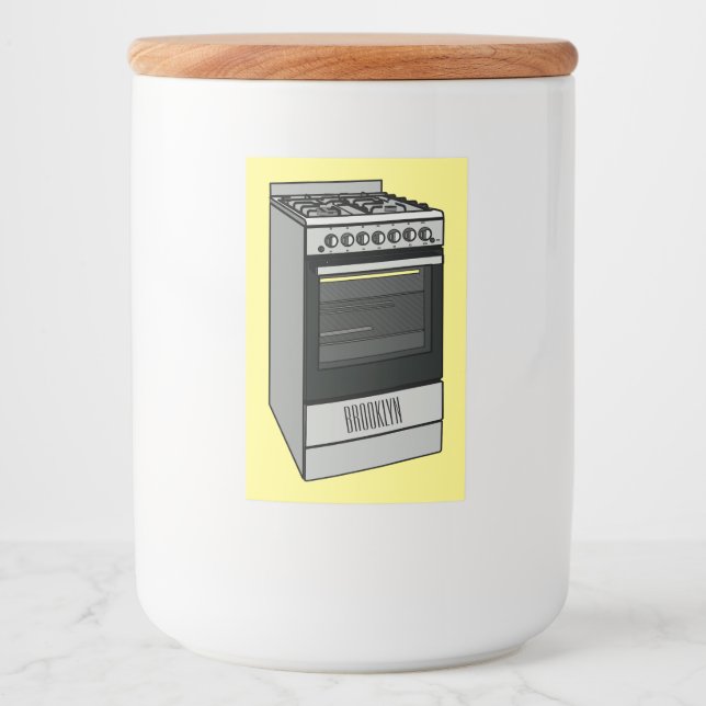 Electric stove cartoon illustration food label (Front)