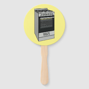 Electric stove cartoon illustration hand fan