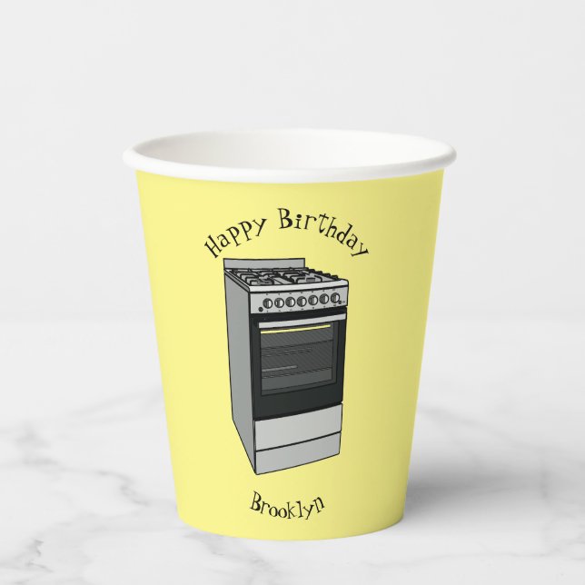 Electric stove cartoon illustration paper cups (Front)