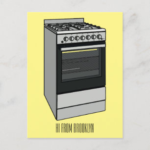 Electric stove cartoon illustration postcard