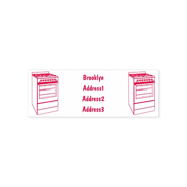 Electric stove cartoon illustration self-inking stamp (Design)