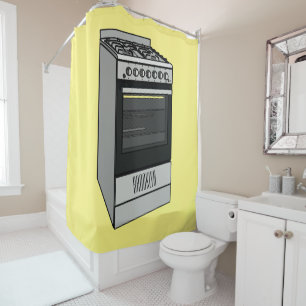 Electric stove cartoon illustration shower curtain