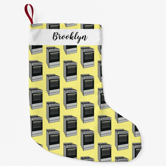 Electric stove cartoon illustration small christmas stocking (Front)