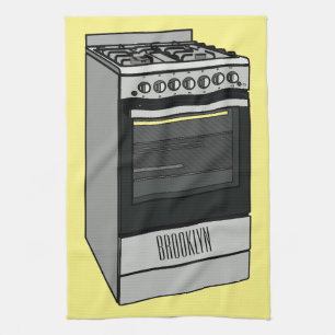 Electric stove cartoon illustration tea towel