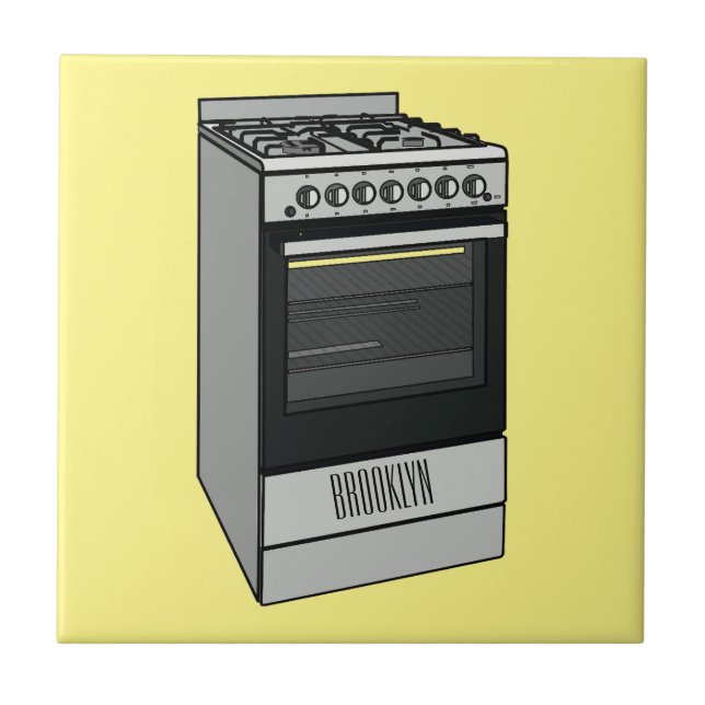 Electric stove cartoon illustration tile (Front)