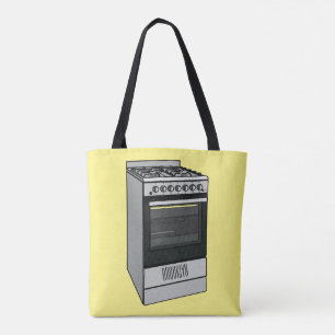 Electric stove cartoon illustration tote bag