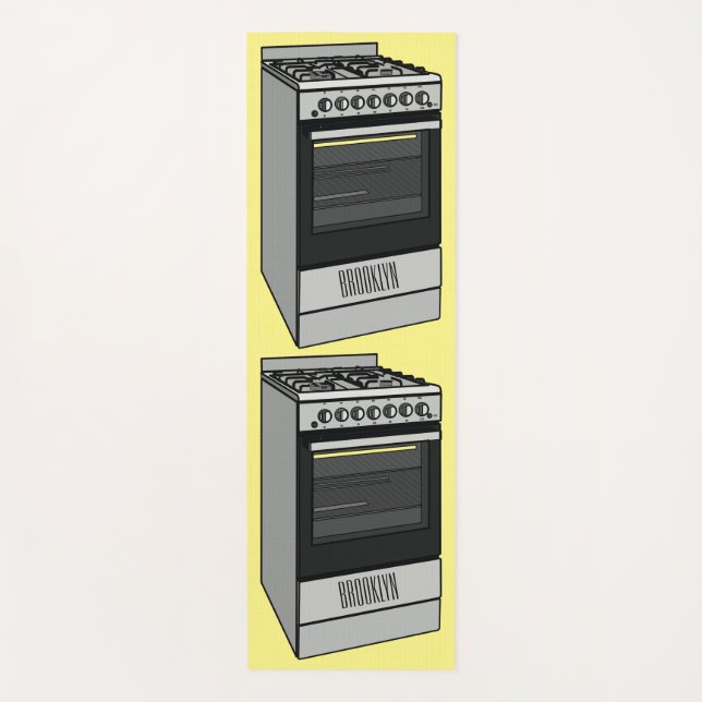 Electric stove cartoon illustration yoga mat (Front)