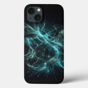 Electric Teal Digital Grid Phone Case - Wavy Fibre