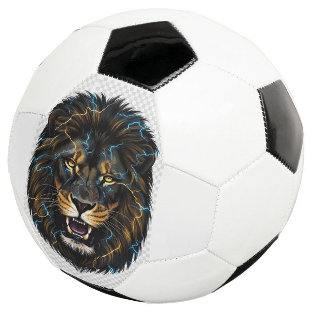 Electric Thunder Lion Soccer Ball (Three Quarter)