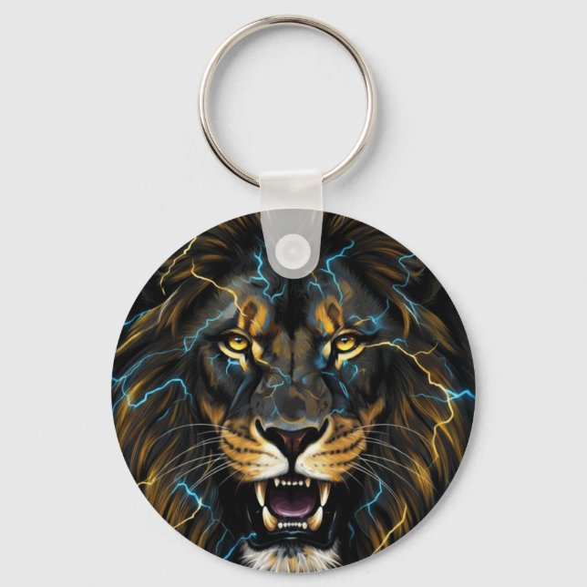 Electric Thunder Lion Soccer Ball Key Ring (Front)