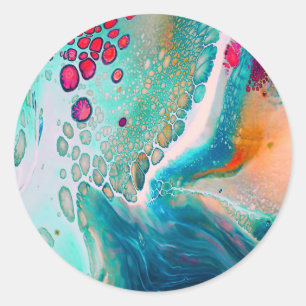 Electric Tides of Color Marble Classic Round Sticker