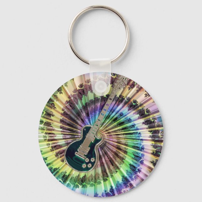 Electric Tie-Dye Guitar Key Ring (Front)