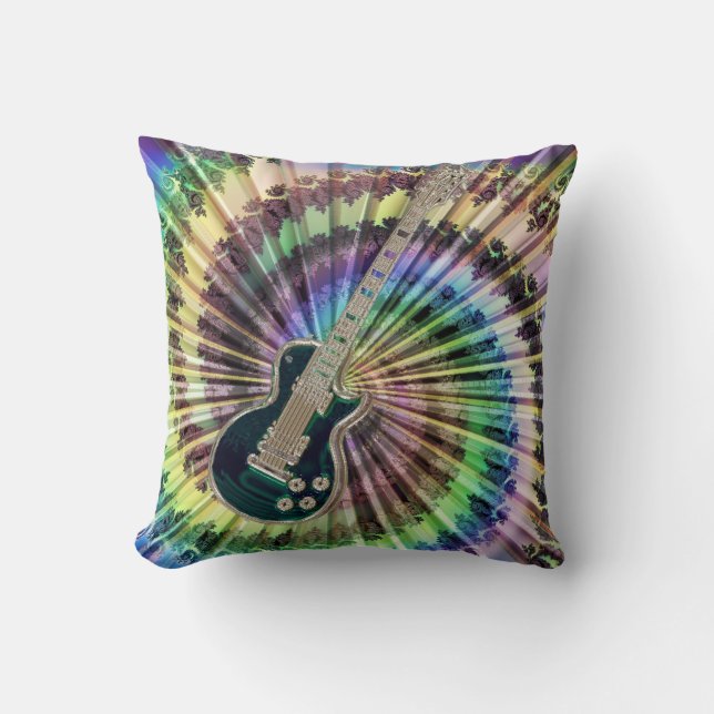 Electric Tie-Dye Guitar Pillow (Front)