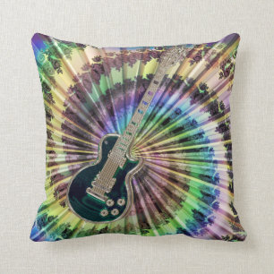 Electric Tie-Dye Guitar Pillow