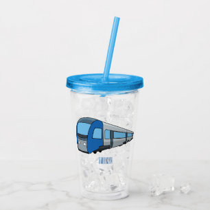 Electric train cartoon illustration acrylic tumbler