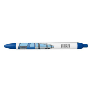 Electric train cartoon illustration black ink pen