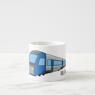 Electric train cartoon illustration espresso cup