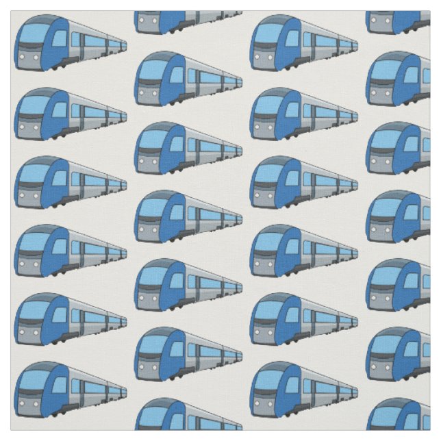 Electric train cartoon illustration fabric (Swatch)