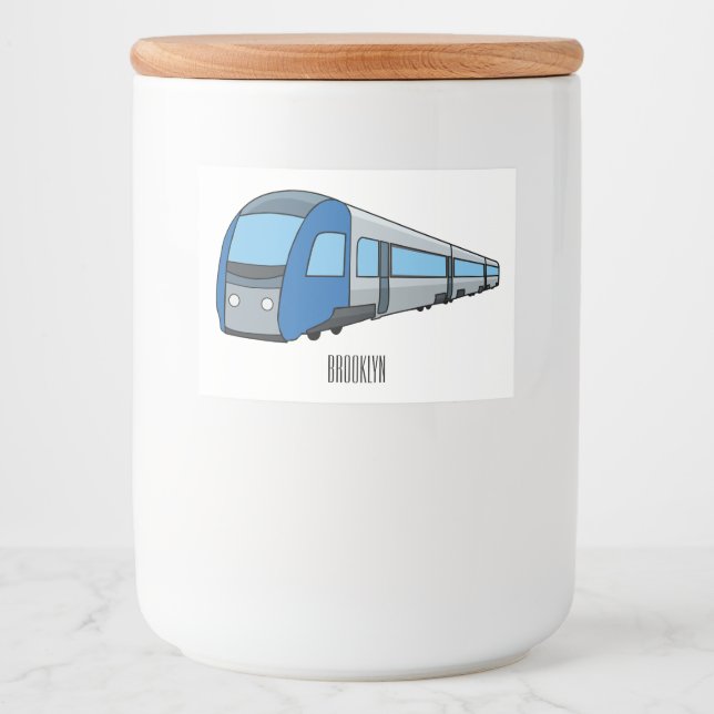 Electric train cartoon illustration food label (Front)