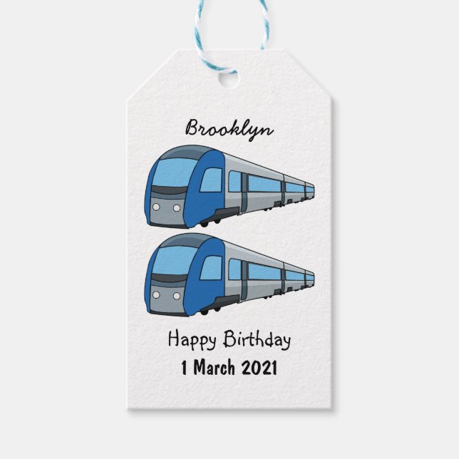 Electric train cartoon illustration gift tags (Front)