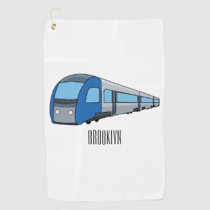 Electric train cartoon illustration golf towel