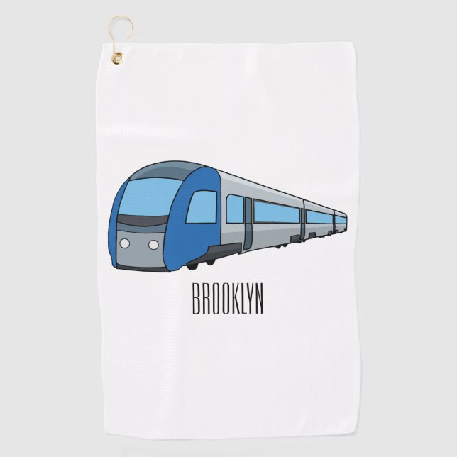 Electric train cartoon illustration golf towel (Front)