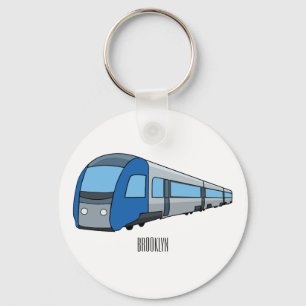 Electric train cartoon illustration key ring
