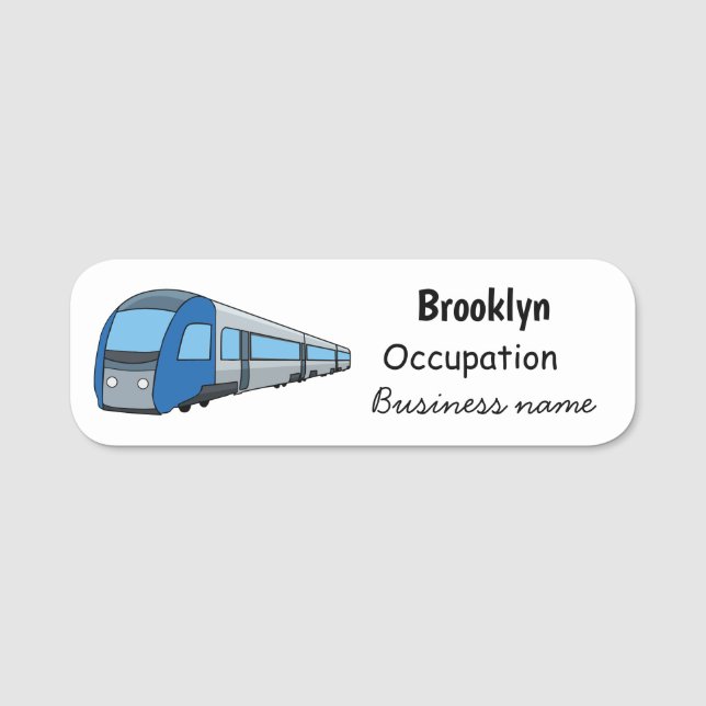 Electric train cartoon illustration name tag (Front)