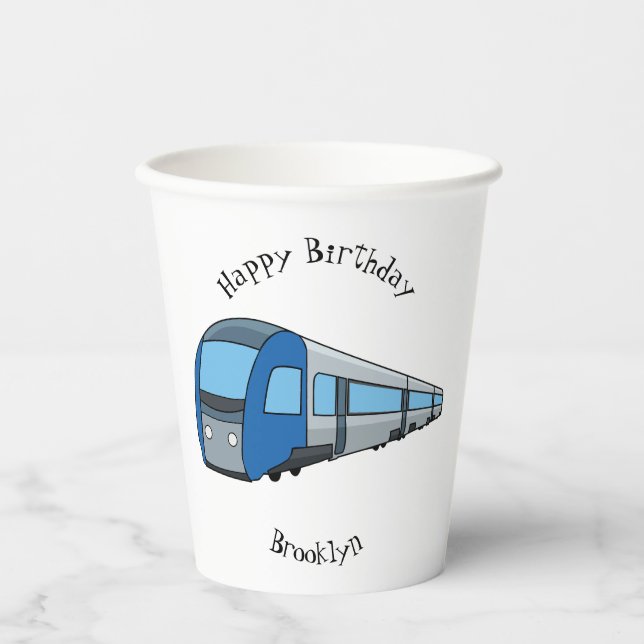Electric train cartoon illustration paper cups (Front)