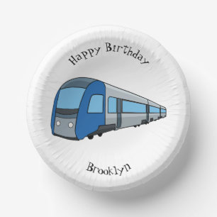 Electric train cartoon illustration paper plate