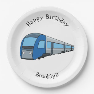 Electric train cartoon illustration paper plate