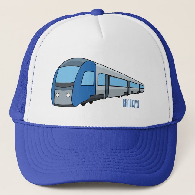 Electric train cartoon illustration trucker hat (Front)