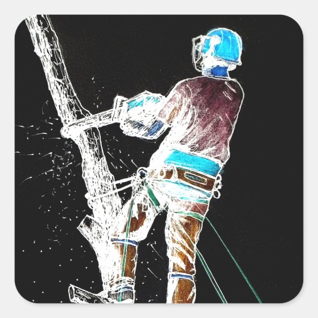 Electric  Tree Surgeon Arborist chainsaw Square Sticker (Front)