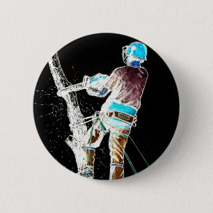 Electric Tree Surgeon Arborist christmas present 6 Cm Round Badge