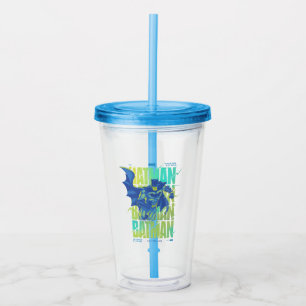 Electric Up Batman Running Through Typography Acrylic Tumbler