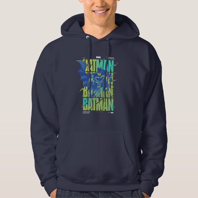 Electric Up Batman Running Through Typography Hoodie (Front)
