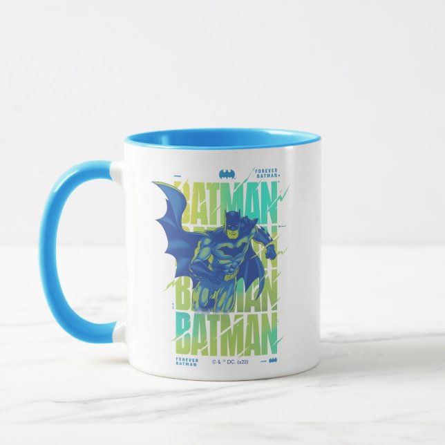 Electric Up Batman Running Through Typography Mug (Left)